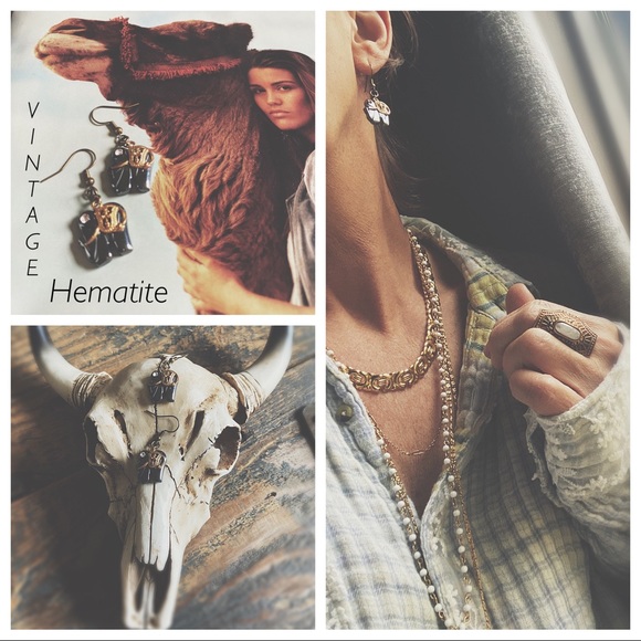 Vintage Hematite Earrings - Picture 1 of 8